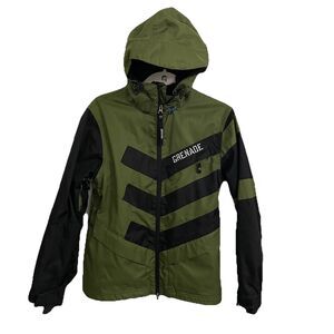 Grenade Fatigue Project Jacket Mens Medium Green Black Snowboard Hooded Ski